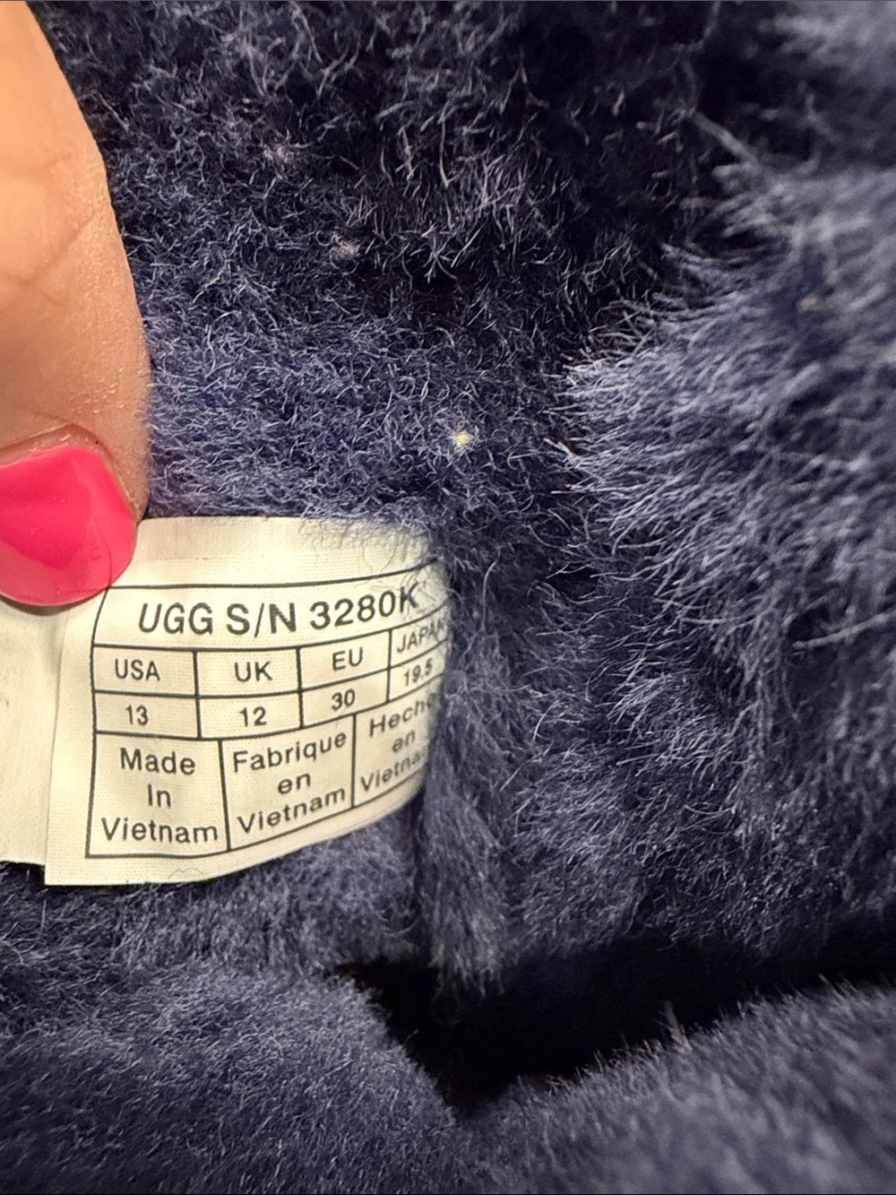 UGG Kids Navy Blue Suede Shearling Boots